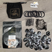 Complete Hair Net Set: net, u-pins, elastics, bag *new