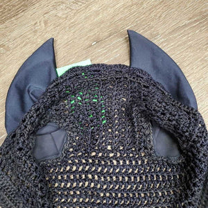Crochet Fly Veil Ear Bonnet *gc, snag/frays, piping: frays, rubs & threads, older