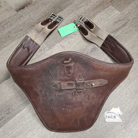 Lg Belly Girth, 2x els, strap *gc/fair, clean, stains, rips, NO D Ring, thin/holey elastics, edges: rough & rubs, older
