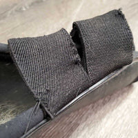 Pr Open Front Boots, velcro *gc, scuffs, dirt, scrapes, rubs, faded, hair, 1 squished, stretched/popped elastic
