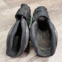 Pr Open Front Boots, velcro *gc, scuffs, dirt, scrapes, rubs, faded, hair, 1 squished
