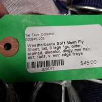 Soft Mesh Fly Sheet, tail, 0 legs *gc, older, stained, discolor, dingy mnr hair, dirt, fluff, v. mnr edge frays