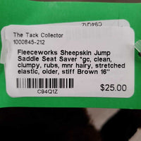 Sheepskin Jump Saddle Seat Saver *gc, clean, clumpy, rubs, mnr hairy, stretched elastic, older, stiff
