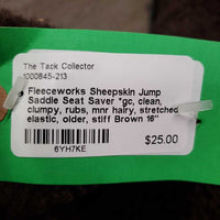 Sheepskin Jump Saddle Seat Saver *gc, clean, clumpy, rubs, mnr hairy, stretched elastic, older, stiff
