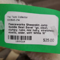 Sheepskin Jump Saddle Seat Saver *gc, clean, clumpy, rubs, mnr hairy, stretched elastic, older, stiff
