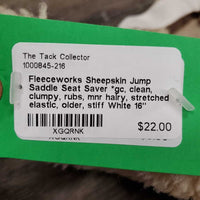 Sheepskin Jump Saddle Seat Saver *gc, clean, clumpy, rubs, mnr hairy, stretched elastic, older, stiff
