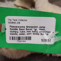 Sheepskin Jump Saddle Seat Saver *gc, clean, clumpy, rubs, mnr hairy, stretched elastic, older, stiff

