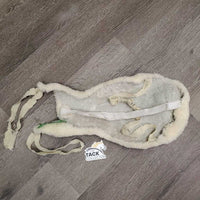 Sheepskin Jump Saddle Seat Saver *gc/fair, clean, clumpy, rubs, mnr hairy, v.frayed & stretched elastic, older, stiff
