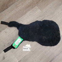 Sheepskin Jump Saddle Seat Saver *gc, clean, clumpy, rubs, mnr hairy, stretched elastic, older, stiff, torn/thin spot
