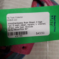 Rain Sheet, 2 legs *gc, 0 wpf, clean, repairs, v. stained, dingy, mnr hair, threads