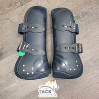 Pr Open Front Boots, Velcro, bling *gc, dirty, stains, scrapes, stains, hair, 1 squished
