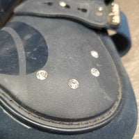 Pr Open Front Boots, Velcro, bling *gc, dirty, stains, scrapes, stains, hair, 1 squished

