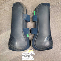 Pr Open Front Boots, Velcro, bling *gc, dirty, stains, scrapes, stains, hair, 1 squished
