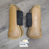 Open Front Boots, velcro *gc/fair, stained, discolored, scrapes, hairy, 1 squished, older
