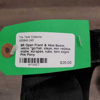 Open Front & Hind Boots, velcro *gc/fair, clean, mnr residue, stains, scrapes, rubs, torn edges
