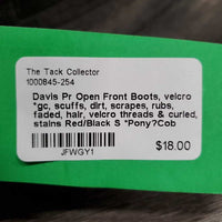 Pr Open Front Boots, velcro *gc, scuffs, dirt, scrapes, rubs, faded, hair, velcro threads & curled, stains
