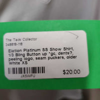 SS Show Shirt, 1/3 Bling Button up *gc, dents?, peeling logo, seam puckers, older
