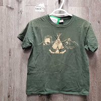 SS T Shirt "Eagle Feather Riding" *gc, mnr stain & faded, cracks
