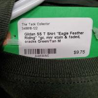 SS T Shirt "Eagle Feather Riding" *gc, mnr stain & faded, cracks
