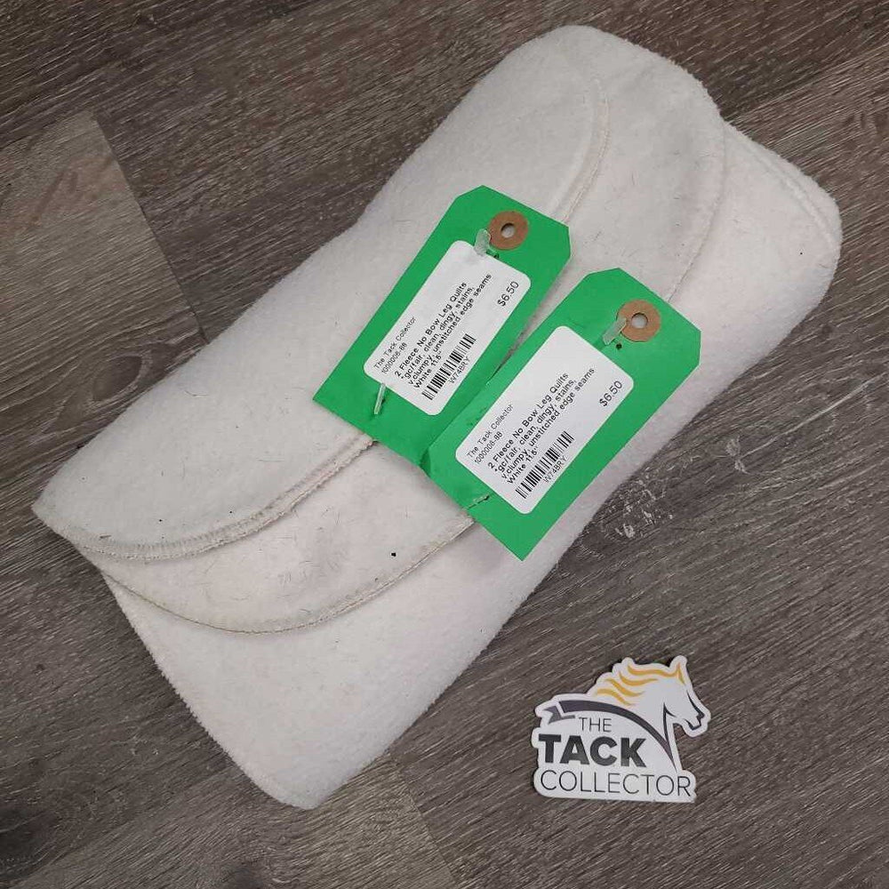 2 Fleece No Bow Leg Quilts *gc/fair, clean, dingy, stains, v.clumpy, unstitched edge seams