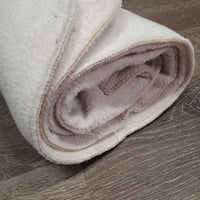 2 Fleece No Bow Leg Quilts *gc/fair, clean, dingy, stains, v.clumpy, unstitched edge seams