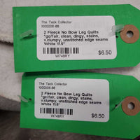 2 Fleece No Bow Leg Quilts *gc/fair, clean, dingy, stains, v.clumpy, unstitched edge seams