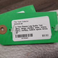 2 Thin Fleece Leg Quilts *fair, dirty, dingy, clumpy, older, stains, hairy, clumpy, hollow spots