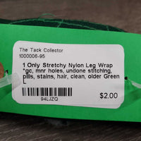 1 Only Stretchy Nylon Leg Wrap *gc, mnr holes, undone stitching, pills, stains, hair, clean, older
