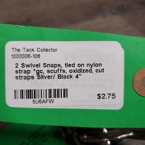 2 Swivel Snaps, tied on nylon strap *gc, scuffs, oxidized, cut straps