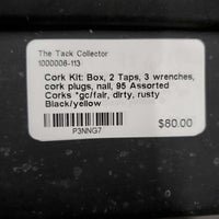 Cork Kit: Box, 2 Taps, 3 wrenches, cork plugs, nail, 95 Assorted Corks *gc/fair, dirty, rusty
