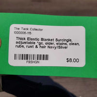 Thick Elastic Blanket Surcingle, adjustable *gc, older, stains, clean, rubs, rust & hair

