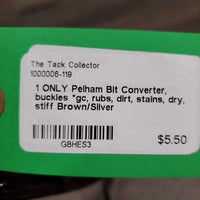 1 ONLY Pelham Bit Converter, buckles *gc, rubs, dirt, stains, dry, stiff

