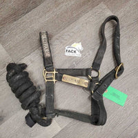 Thick Nylon Halter, attach Nylon Lead Rope "Paisanito & Polo Farm" *fair, rubs, dirty, dingy, rusty, hair
