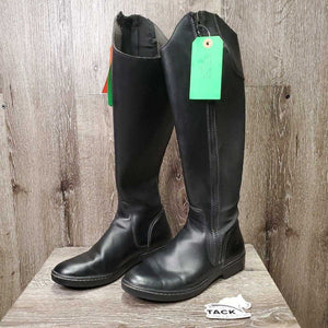 Synthetic Leather & Elastic Dress Boots, Zips *xc/vgc, clean, mnr dust, stains, creased & stretched elastics, pilly inside