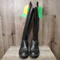 Synthetic Leather & Elastic Dress Boots, Zips *xc/vgc, clean, mnr dust, stains, creased & stretched elastics, pilly inside
