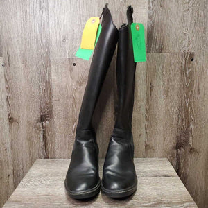 Synthetic Leather & Elastic Dress Boots, Zips *xc/vgc, clean, mnr dust, stains, creased & stretched elastics, pilly inside