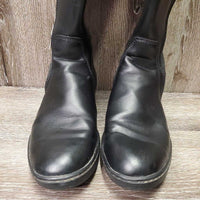 Synthetic Leather & Elastic Dress Boots, Zips *xc/vgc, clean, mnr dust, stains, creased & stretched elastics, pilly inside
