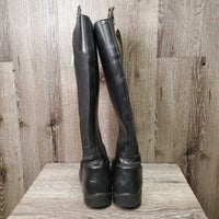 Synthetic Leather & Elastic Dress Boots, Zips *xc/vgc, clean, mnr dust, stains, creased & stretched elastics, pilly inside
