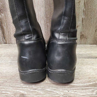 Synthetic Leather & Elastic Dress Boots, Zips *xc/vgc, clean, mnr dust, stains, creased & stretched elastics, pilly inside

