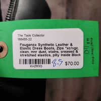 Synthetic Leather & Elastic Dress Boots, Zips *xc/vgc, clean, mnr dust, stains, creased & stretched elastics, pilly inside
