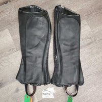 Pr Soft Suede & Leather Half Chaps *gc, clean, rubs, frayed edges, threads, faded, older
