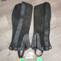 Pr Soft Suede & Leather Half Chaps *gc, clean, rubs, frayed edges, threads, faded, older
