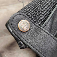 Pr Soft Suede & Leather Half Chaps *gc, clean, rubs, frayed edges, threads, faded, older