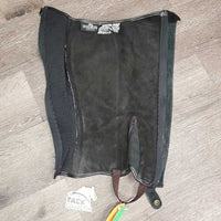 Pr Soft Suede & Leather Half Chaps *gc, clean, rubs, frayed edges, threads, faded, older