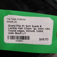 Pr Soft Suede & Leather Half Chaps *gc, clean, rubs, frayed edges, threads, faded, older
