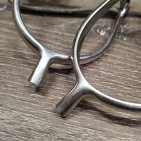 Pr POW Spurs, Thick Narrow Leather Spur Straps *vgc, clean, mnr scratches, straps: stiff, mnr dirt, scrapes, mismatchedcracks
