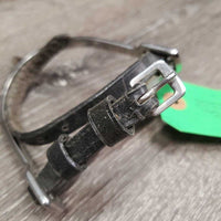 Pr POW Spurs, Thick Narrow Leather Spur Straps *vgc, clean, mnr scratches, straps: stiff, mnr dirt, scrapes, mismatchedcracks
