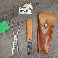 Quick Trim Kit: Thinning Shear & Blade, Leather Pouch *xc, older, mnr gunk & residue
