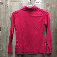 JUNIORS LS Polo Shirt, 1/4 Button Up *gc, mnr faded?
