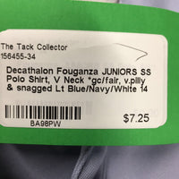 JUNIORS SS Polo Shirt, V Neck *gc/fair, v.pilly & snagged
